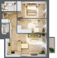 3 pokoje, mieszkanie 60,80 m², piętro 1, oferta nr B2.18, Osiedle Chabrowe, Starogard Gdański, ul. Gen. Stanisław Sosabowskiego