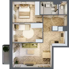 3 pokoje, mieszkanie 55,98 m², piętro 2, oferta nr B2.27, Osiedle Chabrowe, Starogard Gdański, ul. Gen. Stanisław Sosabowskiego