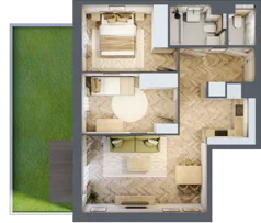 3 pokoje, mieszkanie 55,98 m², piętro 2, oferta nr B2.27, Osiedle Chabrowe, Starogard Gdański, ul. Gen. Stanisław Sosabowskiego