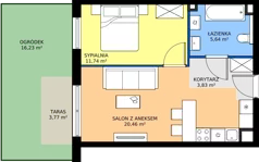 2 pokoje, mieszkanie 41,67 m², piętro 3, oferta nr B2.41, Osiedle Chabrowe, Starogard Gdański, ul. Gen. Stanisław Sosabowskiego