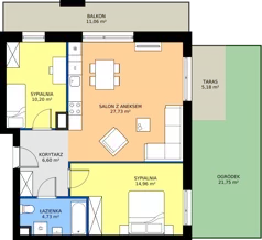 3 pokoje, mieszkanie 64,22 m², piętro 1, oferta nr C.1.M22, ETERNA, Gdańsk, Śródmieście, ul. Stępkarska