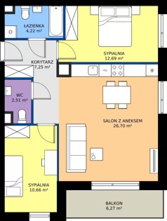3 pokoje, mieszkanie 64,03 m², piętro 3, oferta nr C.3.M12, ETERNA, Gdańsk, Śródmieście, ul. Stępkarska