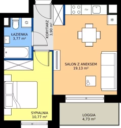 2 pokoje, apartament 37,57 m², piętro 1, oferta nr C.1.M06, ETERNA, Gdańsk, Śródmieście, ul. Stępkarska
