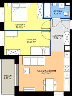 3 pokoje, mieszkanie 55,21 m², piętro 1, oferta nr C.1.M05, ETERNA, Gdańsk, Śródmieście, ul. Stępkarska
