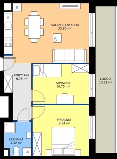 3 pokoje, mieszkanie 59,46 m², piętro 2, oferta nr C.2.M13, ETERNA, Gdańsk, Śródmieście, ul. Stępkarska