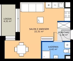 1 pokój, mieszkanie 29,07 m², piętro 2, oferta nr C.2.M18, ETERNA, Gdańsk, Śródmieście, ul. Stępkarska