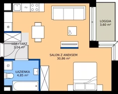 1 pokój, mieszkanie 38,75 m², piętro 2, oferta nr C.2.M22, ETERNA, Gdańsk, Śródmieście, ul. Stępkarska