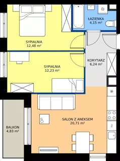 3 pokoje, mieszkanie 55,81 m², piętro 2, oferta nr C.2.M05, ETERNA, Gdańsk, Śródmieście, ul. Stępkarska