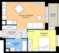 2 pokoje, mieszkanie 42,88 m², piętro 2, oferta nr C.2.M14, ETERNA, Gdańsk, Śródmieście, ul. Stępkarska