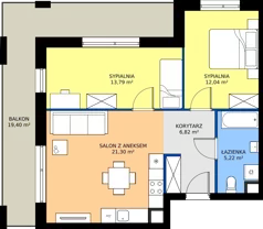 3 pokoje, mieszkanie 59,17 m², piętro 2, oferta nr C.2.M15, ETERNA, Gdańsk, Śródmieście, ul. Stępkarska