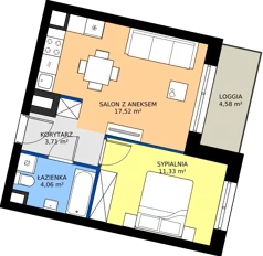 2 pokoje, mieszkanie 36,62 m², piętro 1, oferta nr D.1.M08, ETERNA, Gdańsk, Śródmieście, ul. Stępkarska