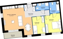 3 pokoje, mieszkanie 76,27 m², piętro 5, oferta nr D.5.M02, ETERNA, Gdańsk, Śródmieście, ul. Stępkarska