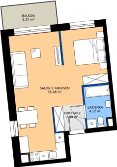 1 pokój, mieszkanie 42,19 m², piętro 1, oferta nr D.1.M02, ETERNA, Gdańsk, Śródmieście, ul. Stępkarska