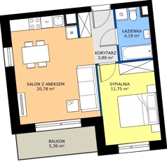 2 pokoje, mieszkanie 40,61 m², piętro 2, oferta nr D.2.M03, ETERNA, Gdańsk, Śródmieście, ul. Stępkarska