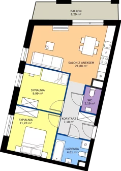 3 pokoje, mieszkanie 56,97 m², piętro 3, oferta nr D.3.M10, ETERNA, Gdańsk, Śródmieście, ul. Stępkarska