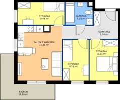 4 pokoje, mieszkanie 64,53 m², piętro 1, oferta nr 14.10, Osiedle Pastelowe - V etap, Gdańsk, Ujeścisko-Łostowice, Łostowice, ul. Pastelowa