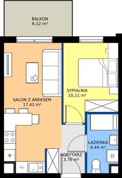 2 pokoje, mieszkanie 35,73 m², piętro 2, oferta nr 14.25, Osiedle Pastelowe - V etap, Gdańsk, Ujeścisko-Łostowice, Łostowice, ul. Pastelowa