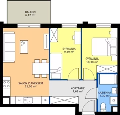3 pokoje, mieszkanie 52,66 m², piętro 3, oferta nr 14.38, Osiedle Pastelowe - V etap, Gdańsk, Ujeścisko-Łostowice, Łostowice, ul. Pastelowa