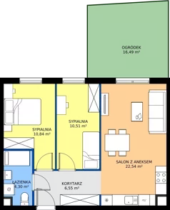 3 pokoje, mieszkanie 54,74 m², piętro 1, oferta nr 15.15, Osiedle Pastelowe - V etap, Gdańsk, Ujeścisko-Łostowice, Łostowice, ul. Pastelowa