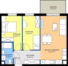 3 pokoje, mieszkanie 54,74 m², piętro 3, oferta nr 15.39, Osiedle Pastelowe - V etap, Gdańsk, Ujeścisko-Łostowice, Łostowice, ul. Pastelowa