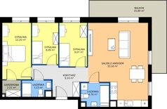 4 pokoje, mieszkanie 81,82 m², piętro 5, oferta nr 15.57, Osiedle Pastelowe - V etap, Gdańsk, Ujeścisko-Łostowice, Łostowice, ul. Pastelowa