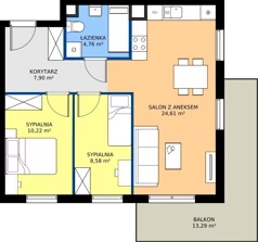 3 pokoje, mieszkanie 56,07 m², piętro 2, oferta nr 15.29, Osiedle Pastelowe - V etap, Gdańsk, Ujeścisko-Łostowice, Łostowice, ul. Pastelowa