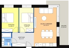 3 pokoje, mieszkanie 57,73 m², piętro 1, oferta nr A.1.01(A8), Sand Dunes, Dziwnów, ul. Adama Mickiewicza 47