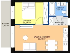 2 pokoje, mieszkanie 36,82 m², piętro 1, oferta nr A.1.03(A10), Sand Dunes, Dziwnów, ul. Adama Mickiewicza 47
