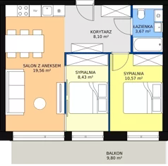 3 pokoje, mieszkanie 50,33 m², piętro 1, oferta nr A.1.06(A13), Sand Dunes, Dziwnów, ul. Adama Mickiewicza 47