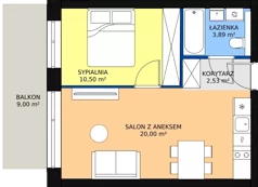 2 pokoje, mieszkanie 36,92 m², piętro 1, oferta nr B.1.03(B11) wykończone pod klucz , Sand Dunes, Dziwnów, ul. Adama Mickiewicza 47