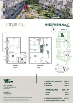 1 pokój, mieszkanie 75,94 m², piętro 2, oferta nr B3.KLA 2.7, Osiedle Literatura, Poznań, Strzeszyn, Strzeszyn, ul. Literacka
