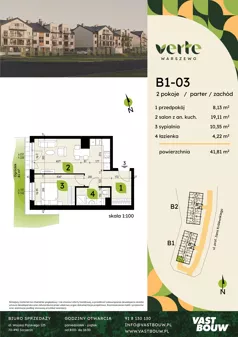 2 pokoje, mieszkanie 41,81 m², parter, oferta nr B1-03, Verte Warszewo, Szczecin, Północ, Warszewo, ul. Królewskiego