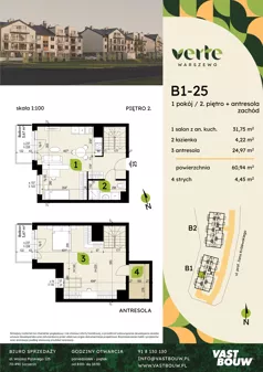 4 pokoje, mieszkanie 60,94 m², piętro 2, oferta nr B1-25, Verte Warszewo, Szczecin, Północ, Warszewo, ul. Królewskiego