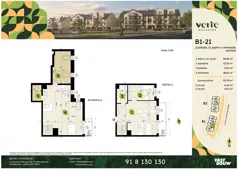 5 pokoi, mieszkanie 95,79 m², piętro 2, oferta nr B1-21, Verte Warszewo, Szczecin, Północ, Warszewo, ul. Królewskiego