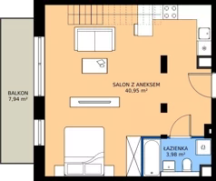 1 pokój, mieszkanie 58,26 m², piętro 2, oferta nr B3.KLA 2.4, Osiedle Literatura, Poznań, Strzeszyn, Strzeszyn, ul. Literacka