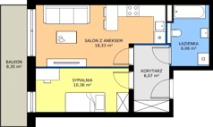 2 pokoje, mieszkanie 40,82 m², piętro 1, oferta nr B3.KLA 1.5, Osiedle Literatura, Poznań, Strzeszyn, Strzeszyn, ul. Literacka