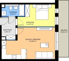 2 pokoje, mieszkanie 46,76 m², piętro 1, oferta nr B3.KLA 1.2, Osiedle Literatura, Poznań, Strzeszyn, Strzeszyn, ul. Literacka
