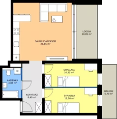3 pokoje, mieszkanie 63,83 m², piętro 1, oferta nr B3.KLB 1.6, Osiedle Literatura, Poznań, Strzeszyn, Strzeszyn, ul. Literacka