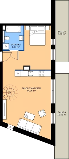 1 pokój, mieszkanie 71,46 m², piętro 2, oferta nr B3.KLB 2.1, Osiedle Literatura, Poznań, Strzeszyn, Strzeszyn, ul. Literacka