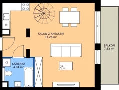 1 pokój, mieszkanie 58,25 m², piętro 2, oferta nr B3.KLB 2.7, Osiedle Literatura, Poznań, Strzeszyn, Strzeszyn, ul. Literacka