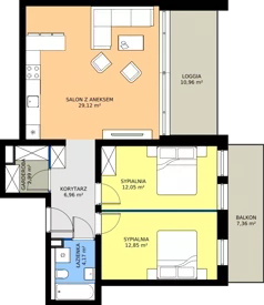 3 pokoje, mieszkanie 68,14 m², piętro 1, oferta nr B4.KLB 1.2, Osiedle Literatura, Poznań, Strzeszyn, Strzeszyn, ul. Literacka