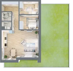 3 pokoje, mieszkanie 71,44 m², parter, oferta nr A-02, AURA WARSZEWO, Szczecin, Północ, Warszewo, ul. Kalinowa
