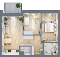 3 pokoje, mieszkanie 59,19 m², piętro 1, oferta nr A-13, AURA WARSZEWO, Szczecin, Północ, Warszewo, ul. Kalinowa