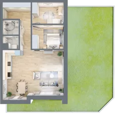 3 pokoje, mieszkanie 71,57 m², parter, oferta nr B-02, AURA WARSZEWO, Szczecin, Północ, Warszewo, ul. Kalinowa