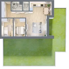 3 pokoje, mieszkanie 61,28 m², parter, oferta nr B-08, AURA WARSZEWO, Szczecin, Północ, Warszewo, ul. Kalinowa