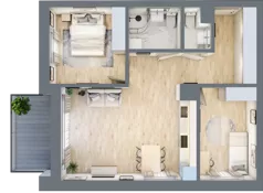 3 pokoje, mieszkanie 61,50 m², piętro 1, oferta nr B-12, AURA WARSZEWO, Szczecin, Północ, Warszewo, ul. Kalinowa