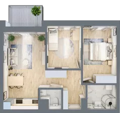 3 pokoje, mieszkanie 58,78 m², piętro 2, oferta nr B-22, AURA WARSZEWO, Szczecin, Północ, Warszewo, ul. Kalinowa