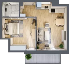 2 pokoje, mieszkanie 44,62 m², piętro 1, oferta nr OK-07, OKI DOKI, Szczecin, Śródmieście, Drzetowo-Grabowo, ul. Teofila Firlika / Nocznickiego