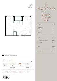 1 pokój, mieszkanie 53,42 m², piętro 3, oferta nr M063, Murano, Warszawa, Śródmieście, Muranów, ul. Mordechaja Anielewicza 15A