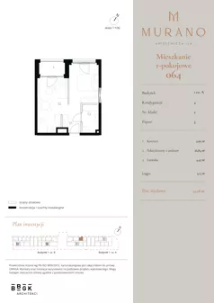 1 pokój, apartament 34,28 m², piętro 3, oferta nr M064, Murano, Warszawa, Śródmieście, Muranów, ul. Mordechaja Anielewicza 15A